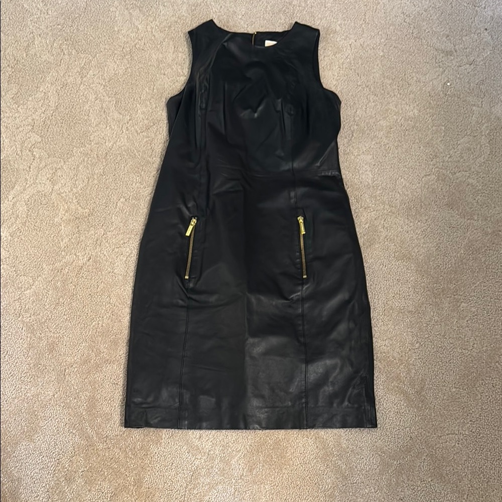 Michael Kors leather Black Sleeveless Dress